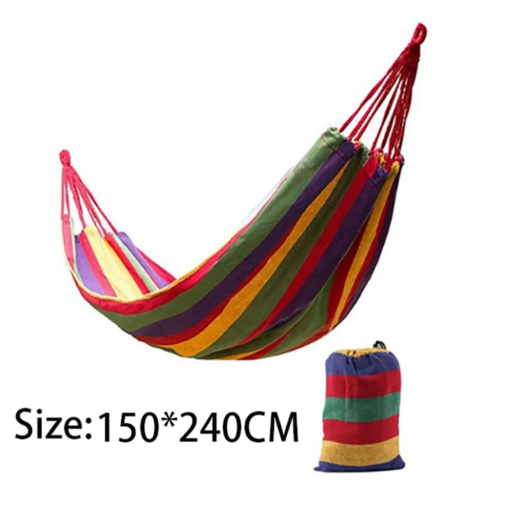 Double Hammock 2 Person Canvas Cotton Hammock with Tree Straps for Patio Garden Backyard Outdoor and Indoor (Red, Blue)